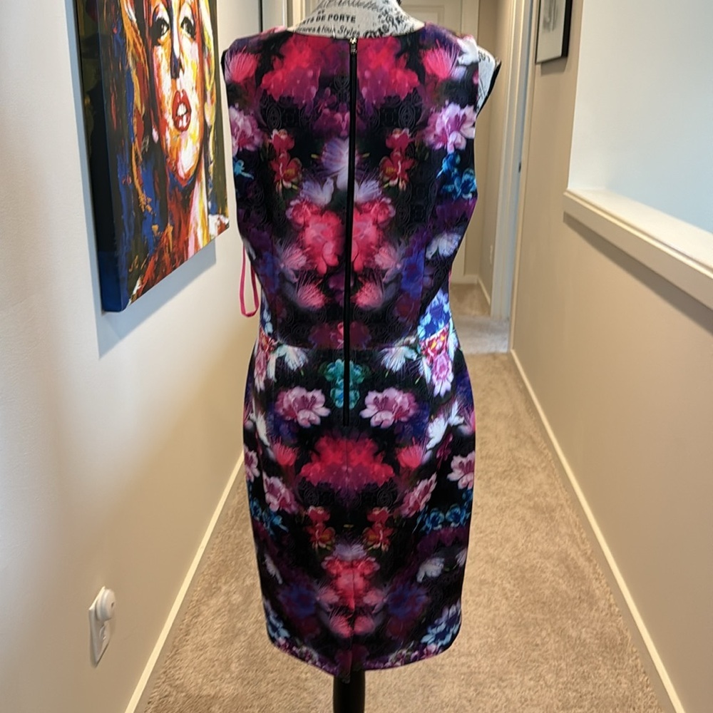 Betsy Johnson Floral Print Scuba Dress Neon Punk Purple - Picture 11 of 12